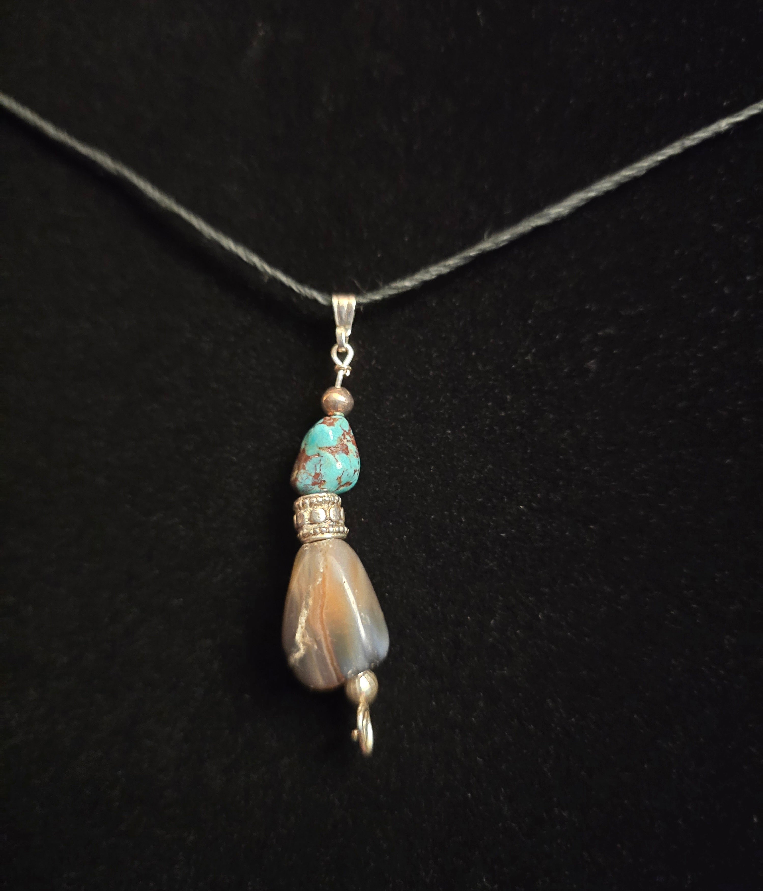 Turquoise & Botswana Agate Pendant Necklace